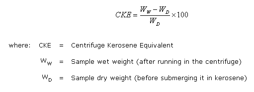 Determine the centrifuge kerosene equivalent (CKE)