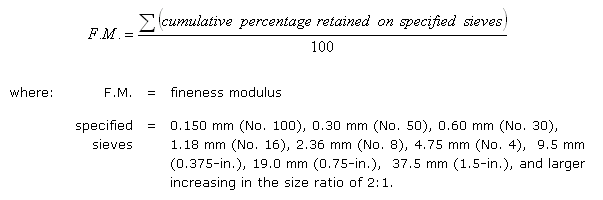 ASTM C 125 - fineness modulus equation