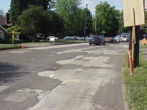 Milled road in preparation for HMA overlay.? Notice some areas of the previous HMA overlay remain.