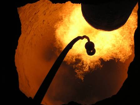 Inside the Kiln during a Startup (fuel shown is natural gas).