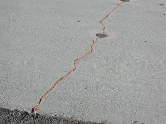 Close-up of early age crack.