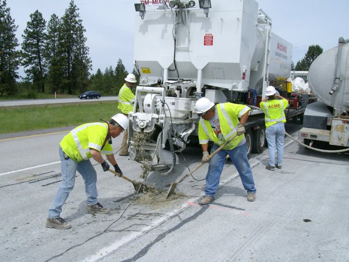 Placing patching material.