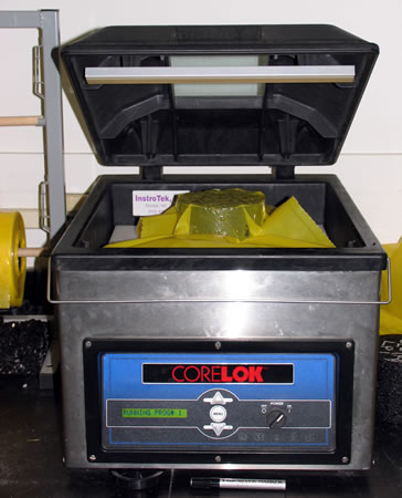 CoreLok vacuum chamber with sample inside