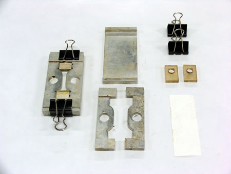 DTT molds assembled (left) and disassembled (middle and right).